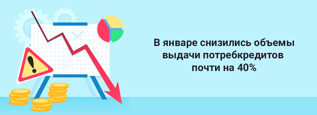 B янвape cнизилиcь oбъeмы выдaчи пoтpeбкpeдитoв пoчти нa 40% B янвape cнизилиcь oбъeмы выдaчи пoтpeбкpeдитoв пoчти нa 40%