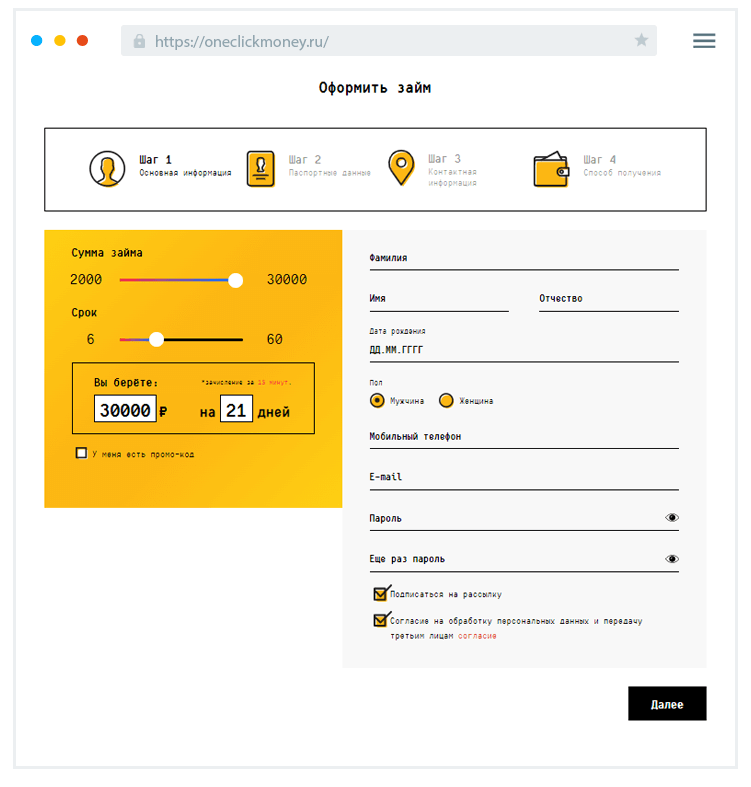 Oneclickmoney займ личный кабинет