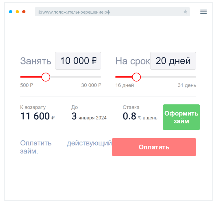 Решение займы